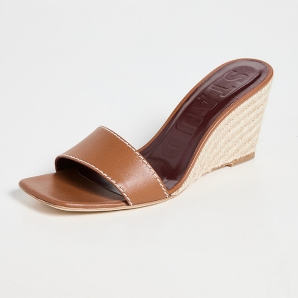 New Staud Billie Tan/Natural Espadrille Wedge Sandals Size 5 - Picture 2 of 9
